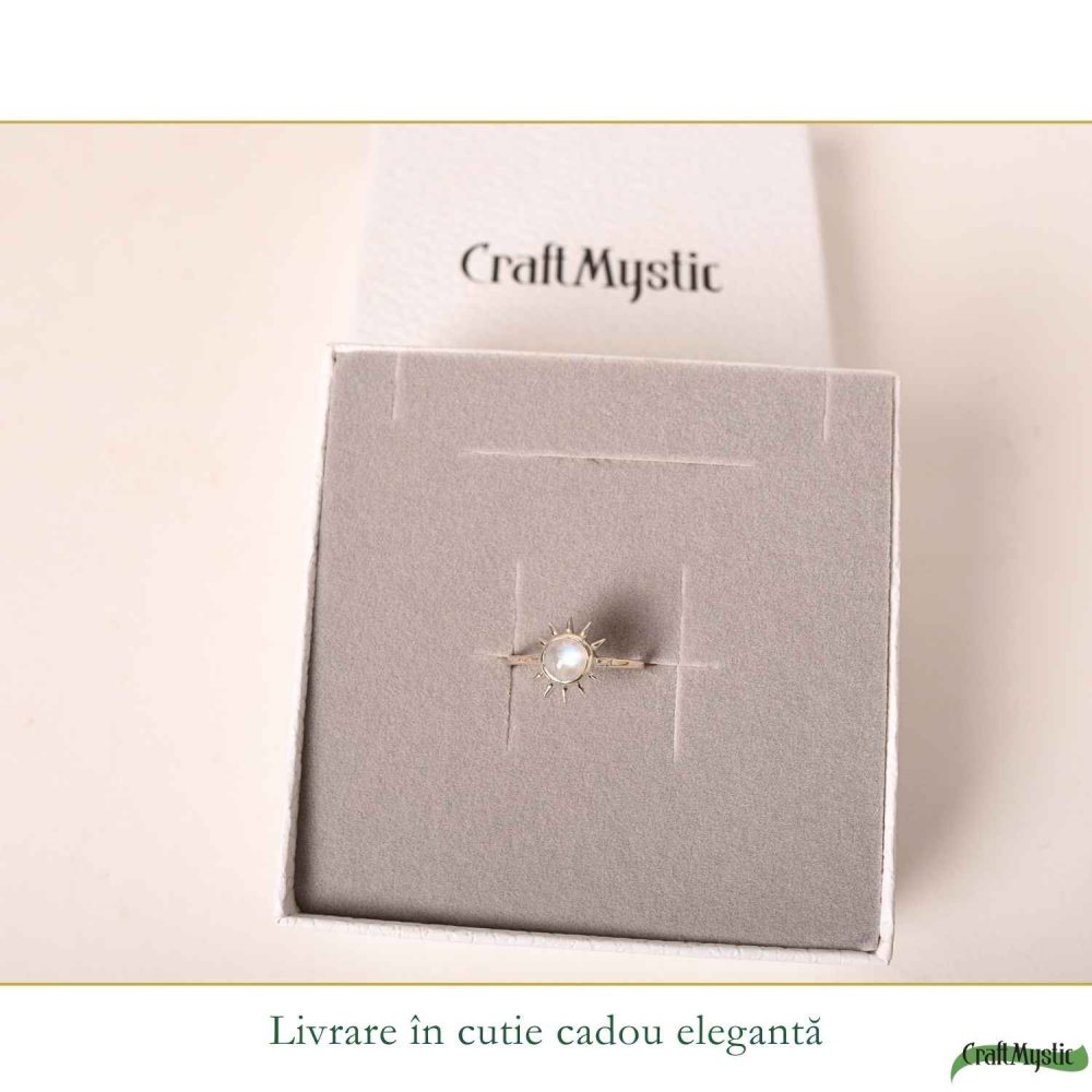 Inel Argint 925 cu Piatra Lunii si Soare – Feminitate si Echilibru Interior [6]