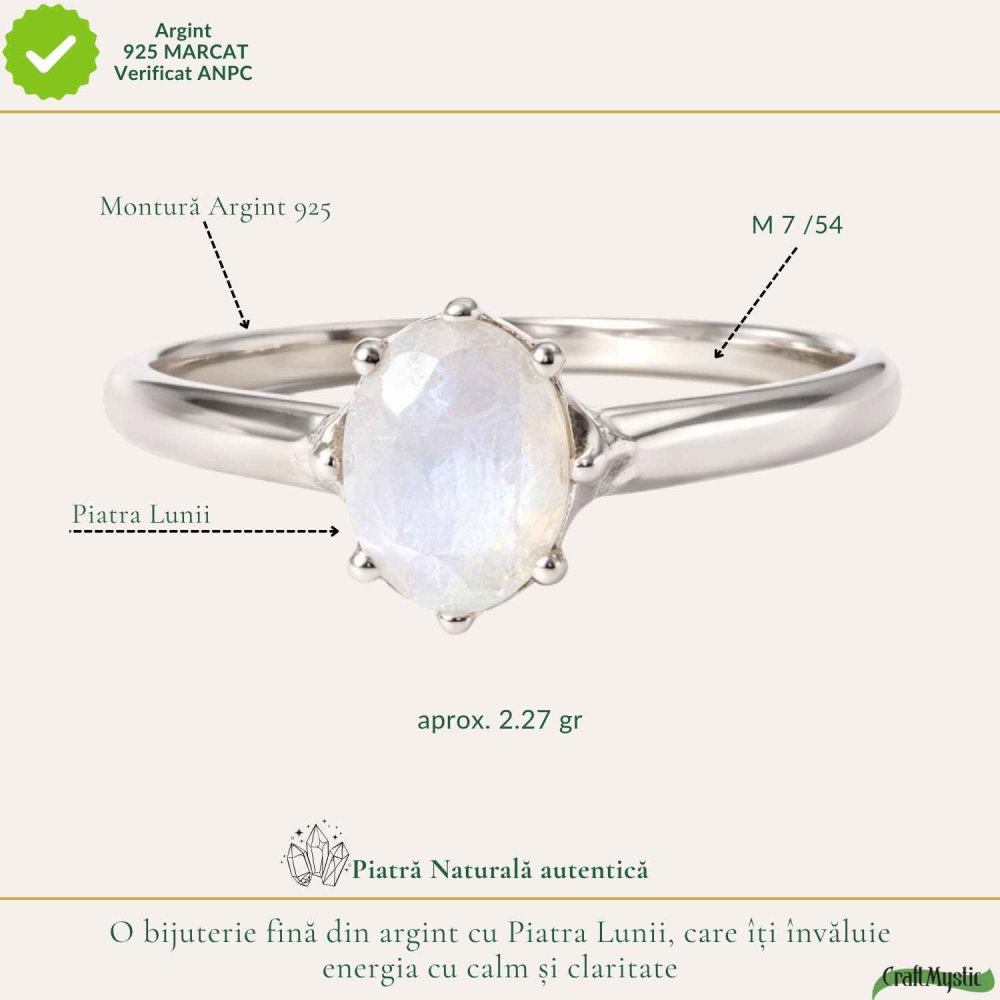 Inel Argint 925 cu Piatra Lunii Oval Fatetat – Feminitate si Echilibru Interior [4]