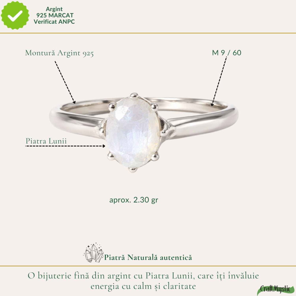 Inel Argint 925 cu Piatra Lunii Oval Fatetat – Feminitate si Echilibru Interior [4]