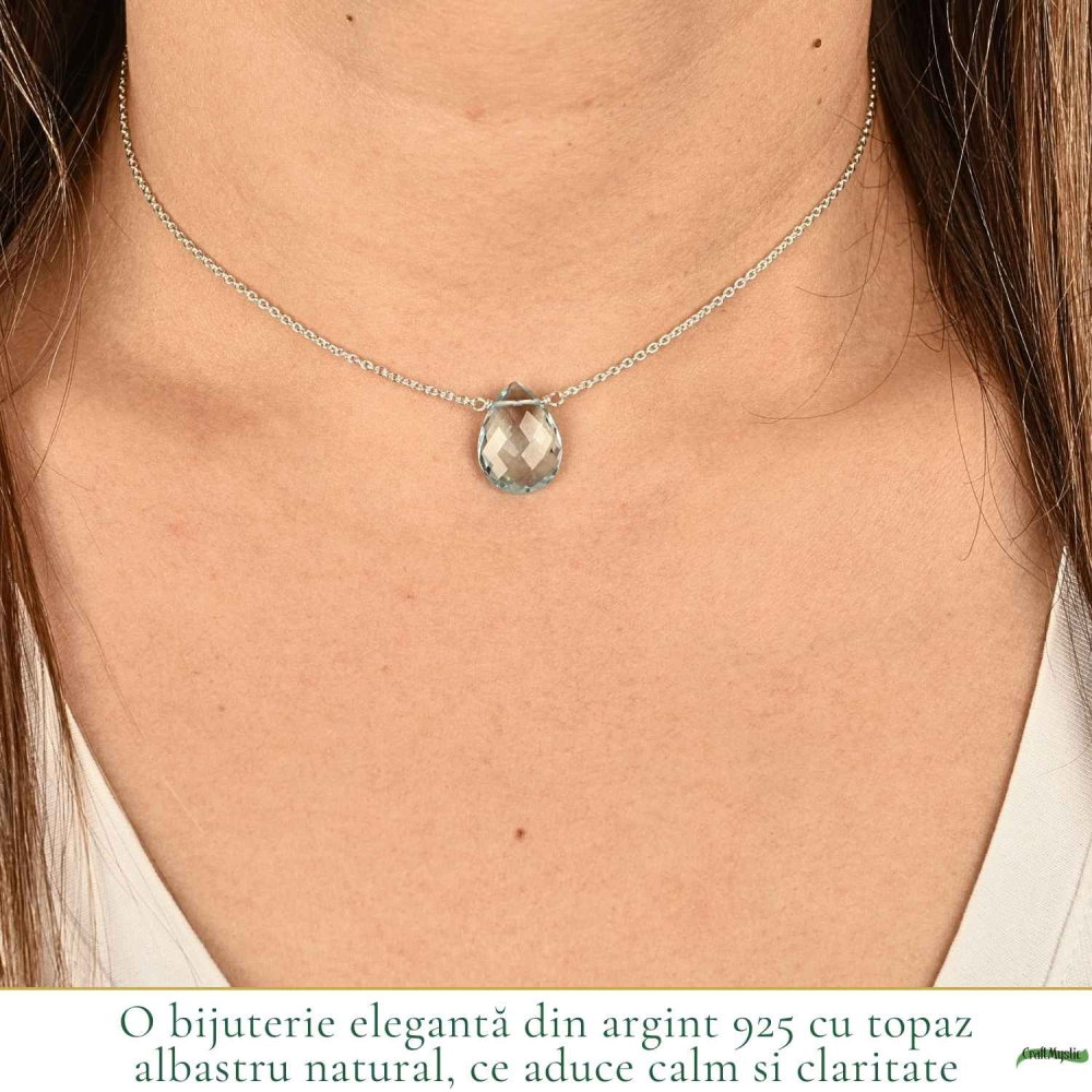 Colier argint 925 cu topaz albastru lacrima – calm si claritate interioara [2]