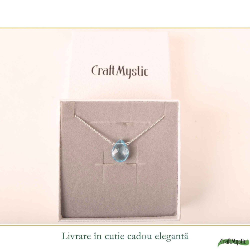 Colier argint 925 cu topaz albastru lacrima – calm si claritate interioara [6]