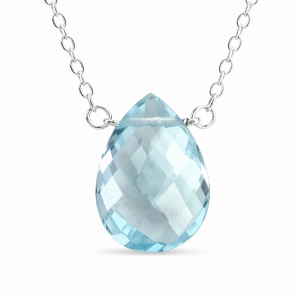 Colier argint 925 cu topaz albastru lacrima – calm si claritate interioara [1]