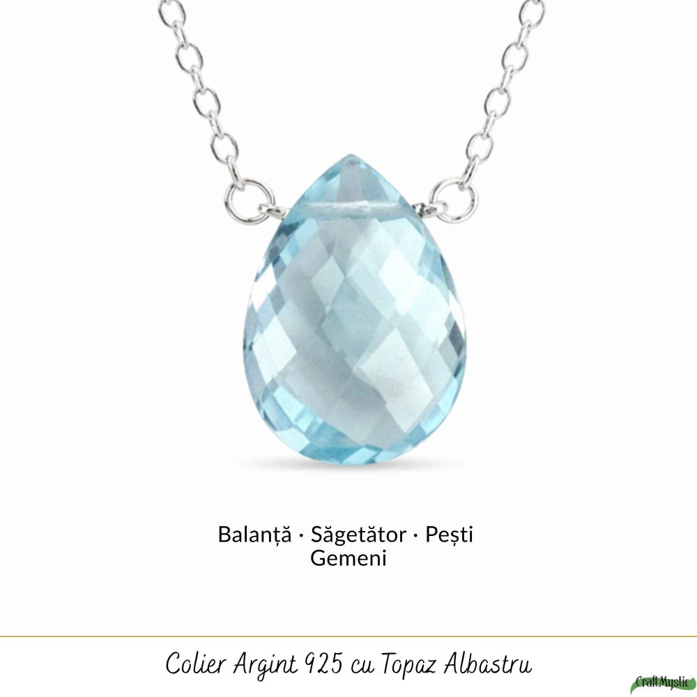 Colier argint 925 cu topaz albastru lacrima – calm si claritate interioara [5]