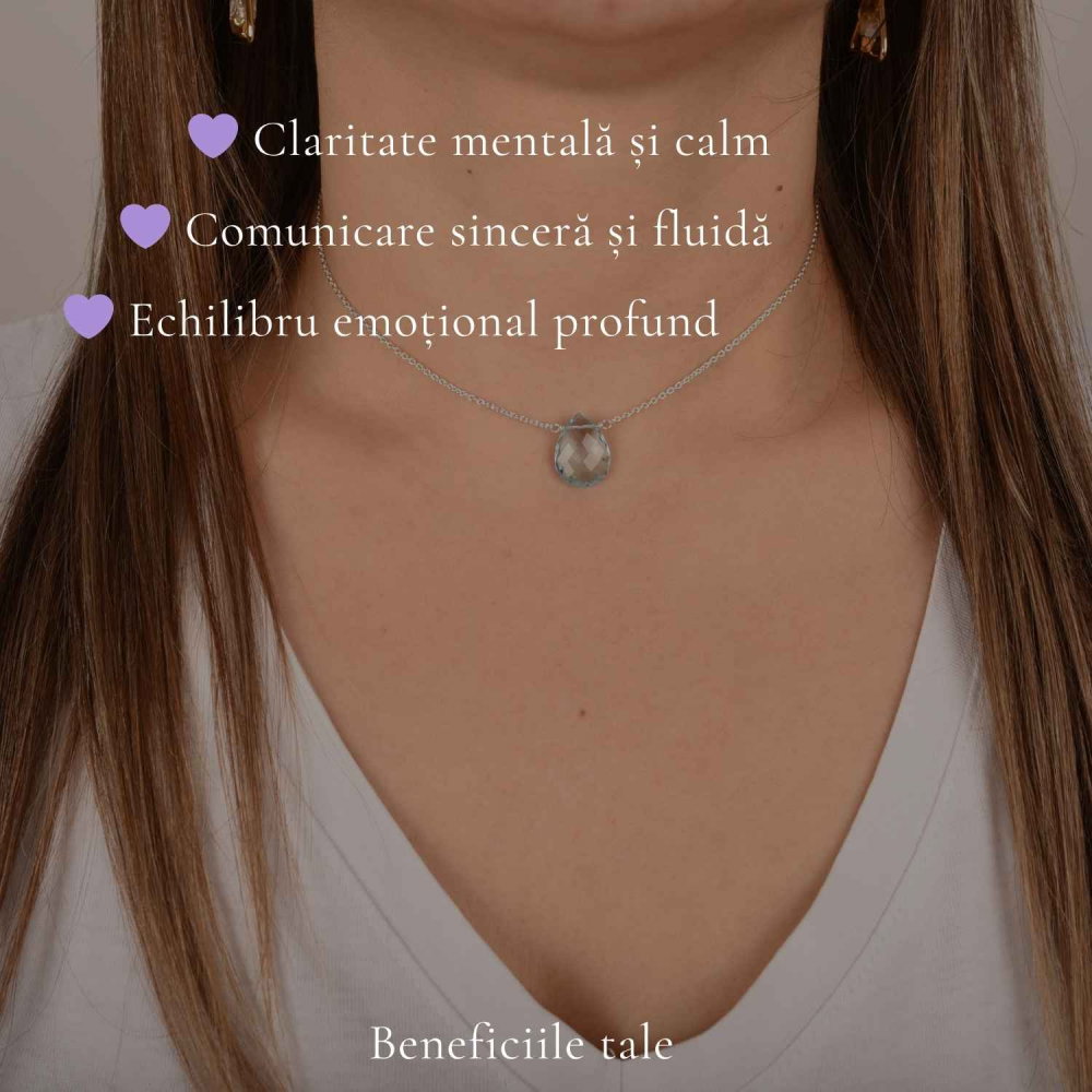 Colier argint 925 cu topaz albastru lacrima – calm si claritate interioara [3]