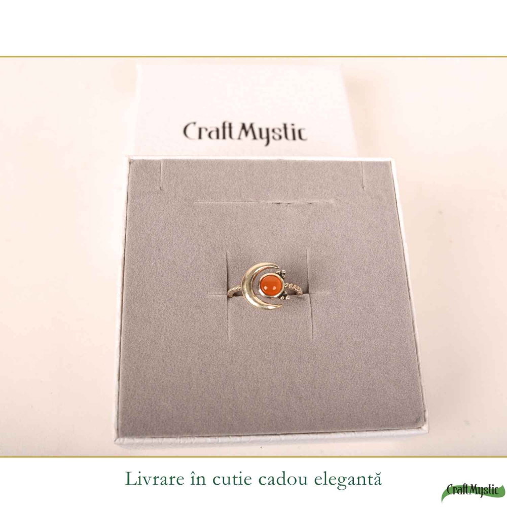 Inel argint 925 cu Carneol semiluna si soare – energie si echilibru feminin [6]