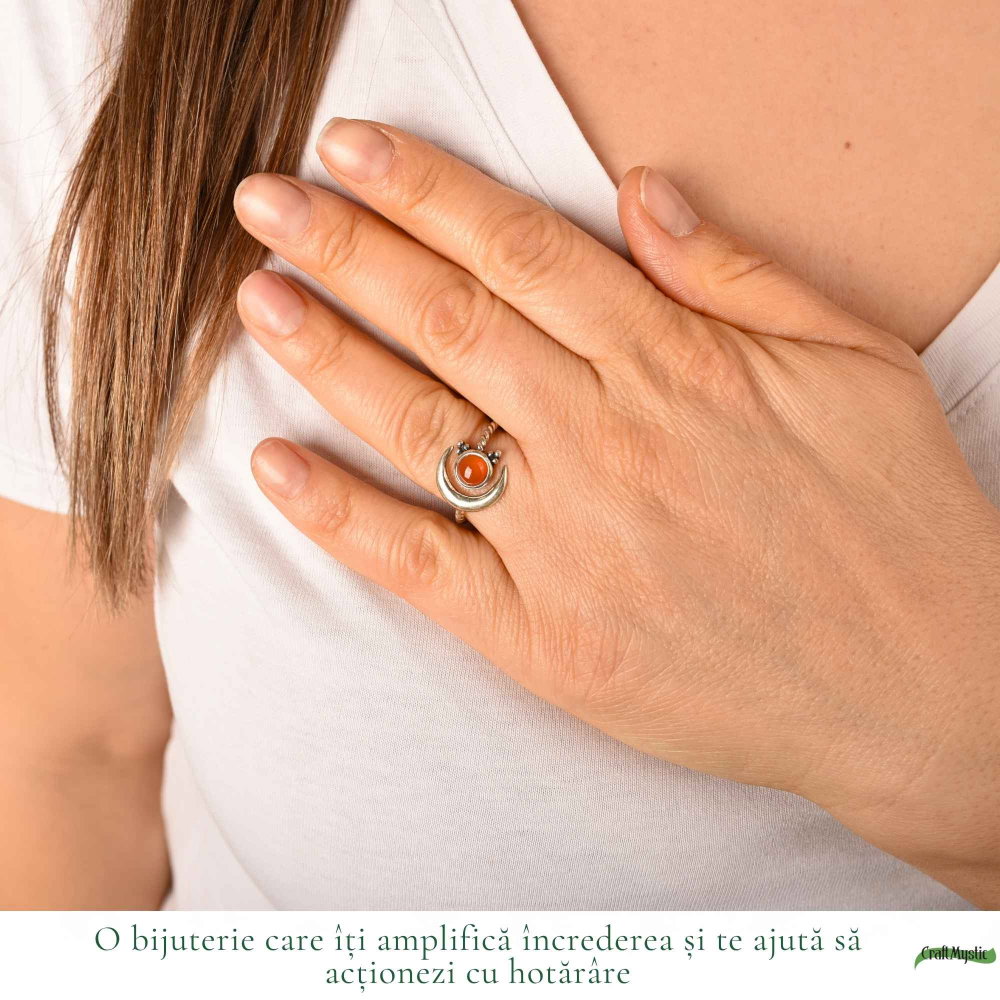 Inel argint 925 cu Carneol semiluna si soare – energie si echilibru feminin [2]