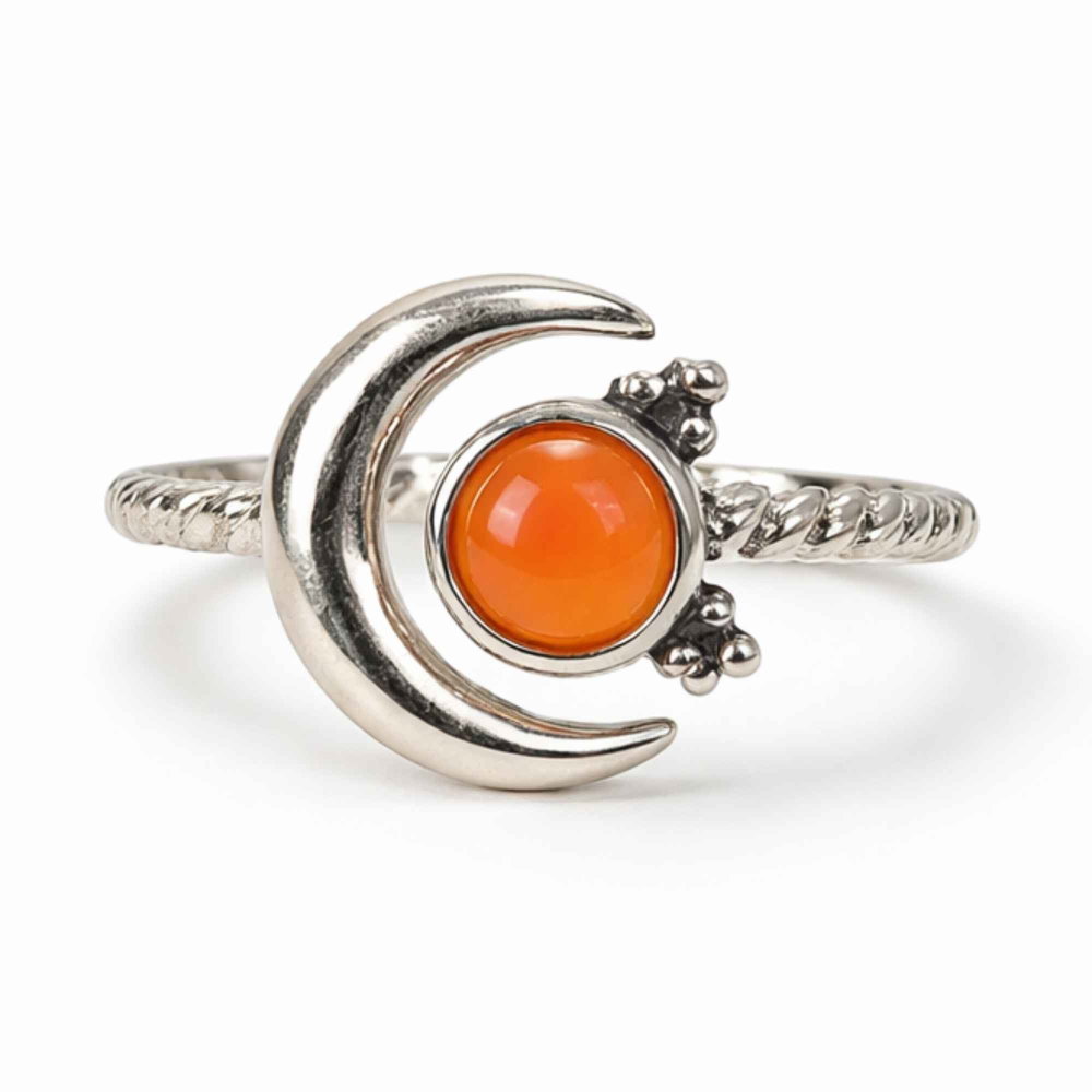 Inel argint 925 cu Carneol semiluna si soare – energie si echilibru feminin [1]