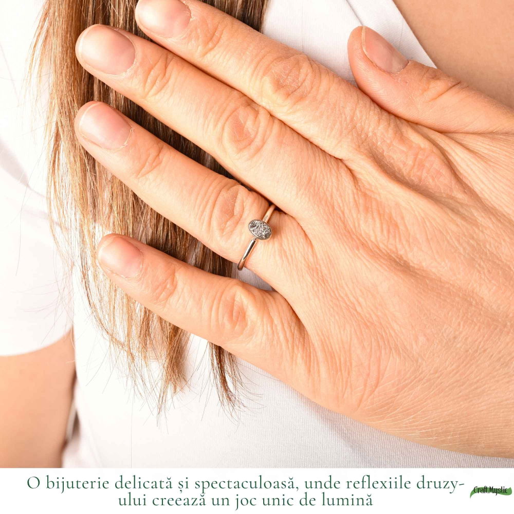 Inel argint 925 cu Titanium Druzy oval – stralucire si energie pozitiva [2]