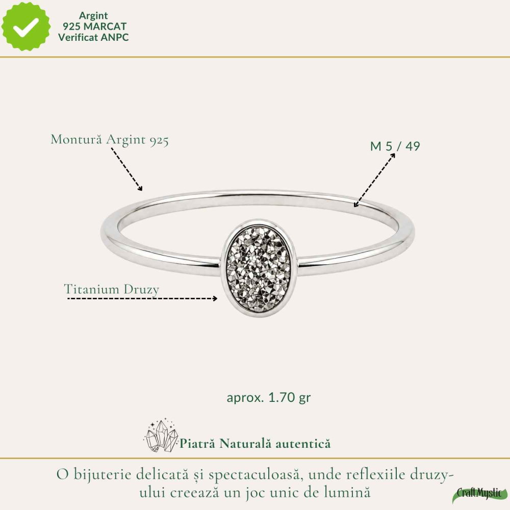 Inel argint 925 cu Titanium Druzy oval – stralucire si energie pozitiva [4]
