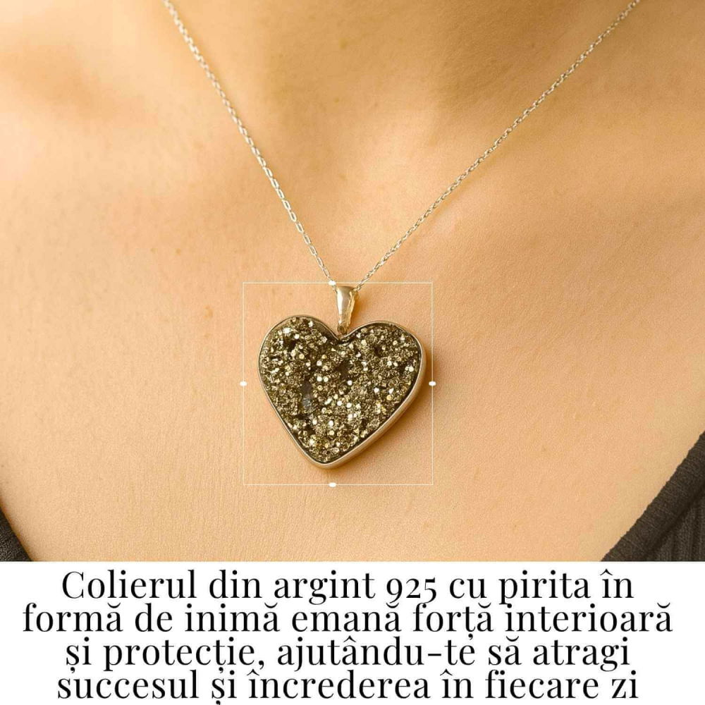 Putere si Incredere Zilnica – Colier Inima cu Pirita si Argint 925 [2]