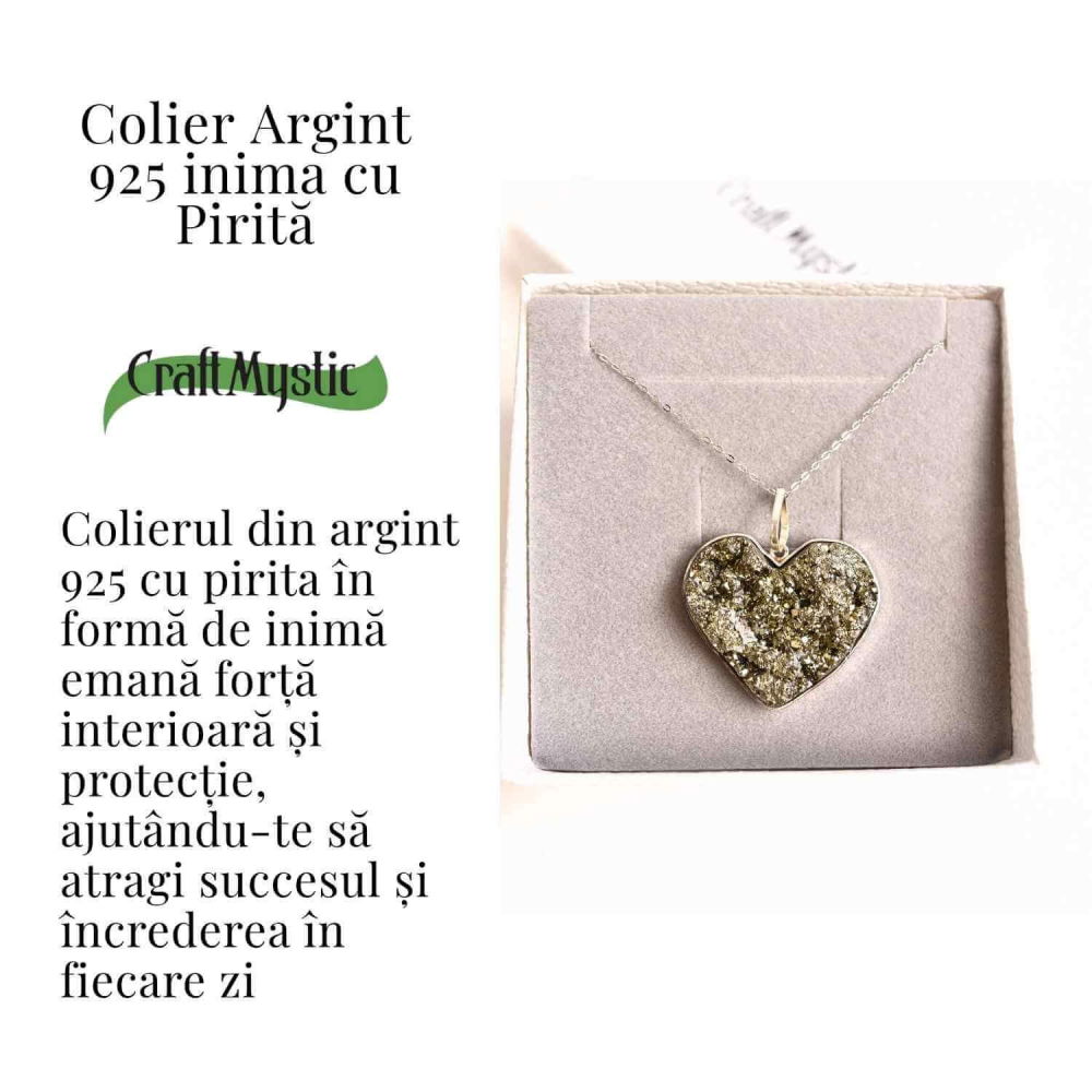 Putere si Incredere Zilnica – Colier Inima cu Pirita si Argint 925 [3]