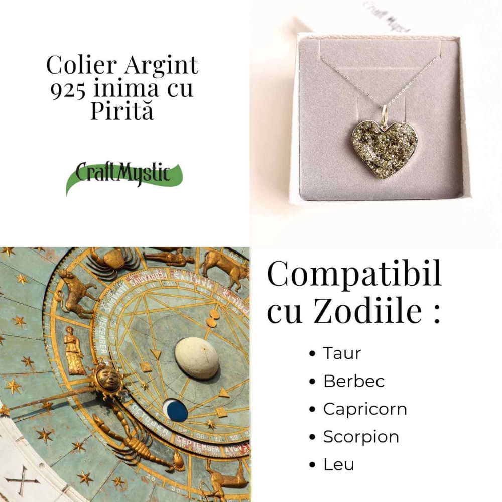 Putere si Incredere Zilnica – Colier Inima cu Pirita si Argint 925 [4]