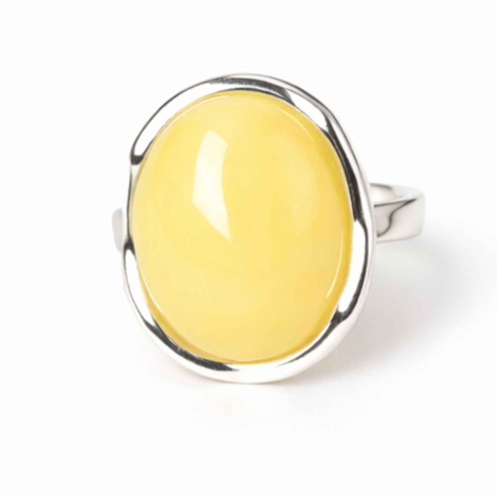 Inel Argint 925 Oval cu Chihlimbar Galben Natural – Energie Solara si Eleganta [1]