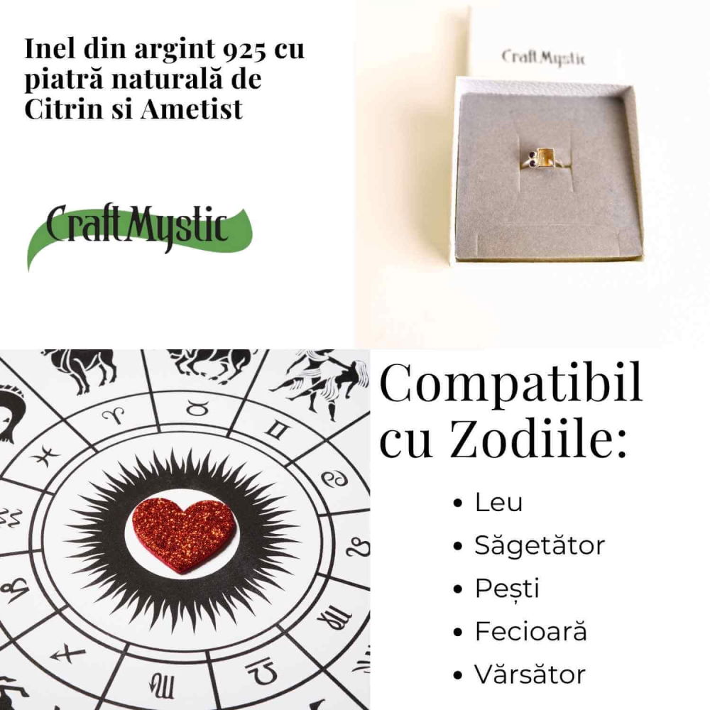 Inel argint 925 cu Citrin si Ametist – Echilibru si Claritate Interioara [4]