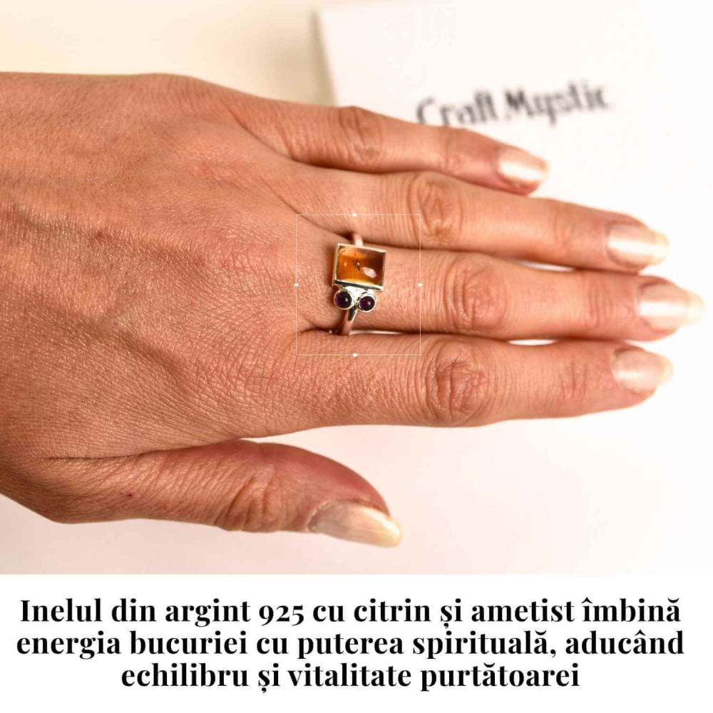 Inel argint 925 cu Citrin si Ametist – Echilibru si Claritate Interioara [2]