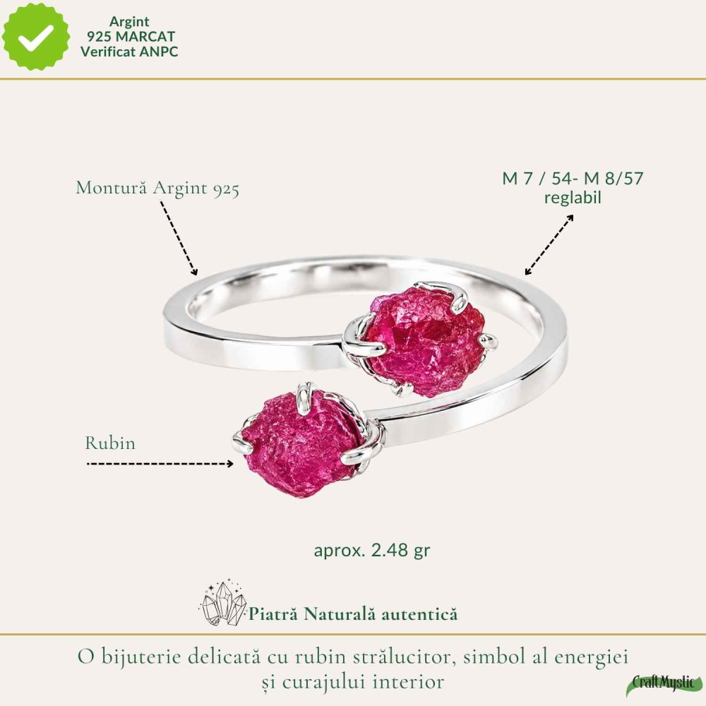 Inel Argint 925 cu Rubin Brut – Curaj Feminin si Energie Interioara [4]