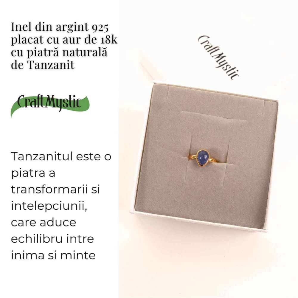Inel Argint 925 cu Tanzanit in Forma de Lacrima  Marime 55 (EU) / 7 (US)– Transformare si Claritate Spirituala [3]
