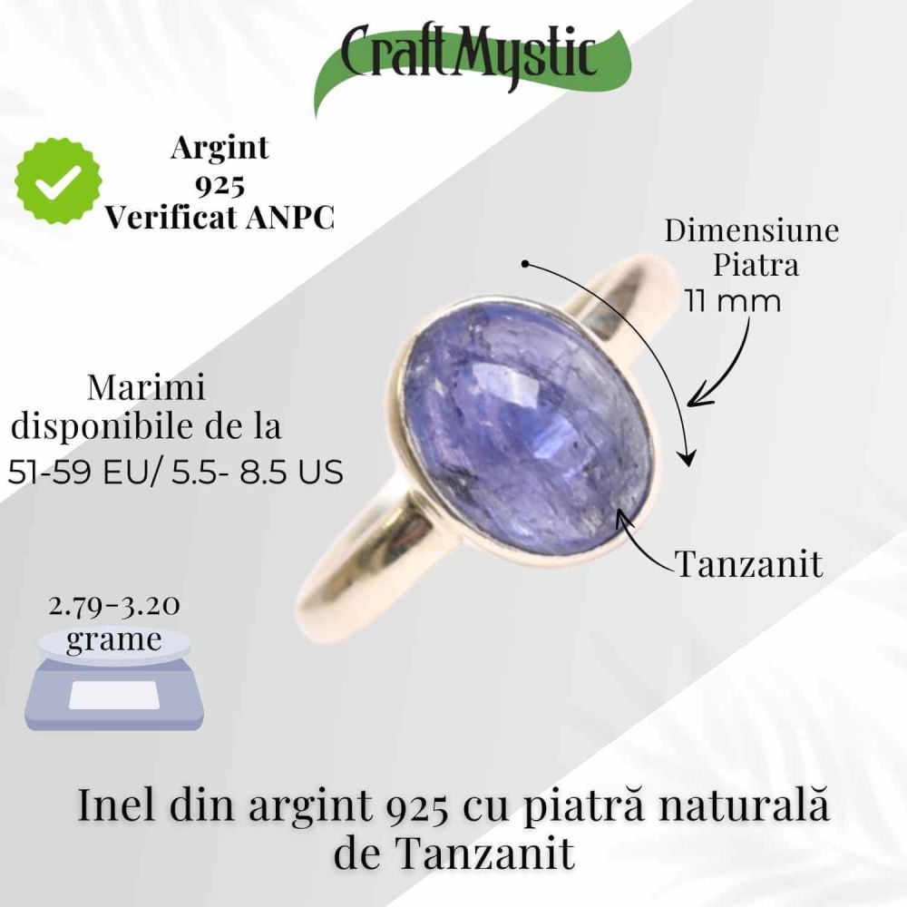Inel Argint 925 cu Tanzanit Oval – Lumina Intuitiei si Echilibrului [5]