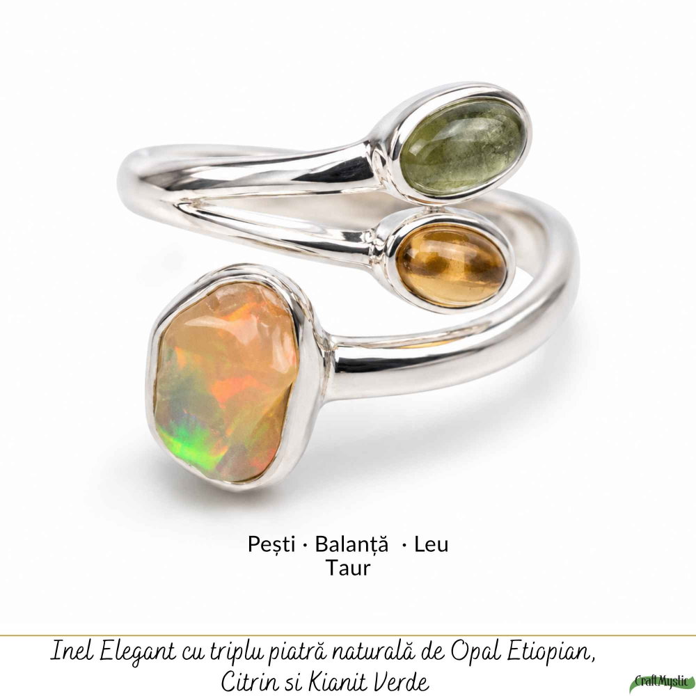 Inel Argint 925 cu Opal, Citrin si Kianit Verde – Prosperitate si Echilibru [5]