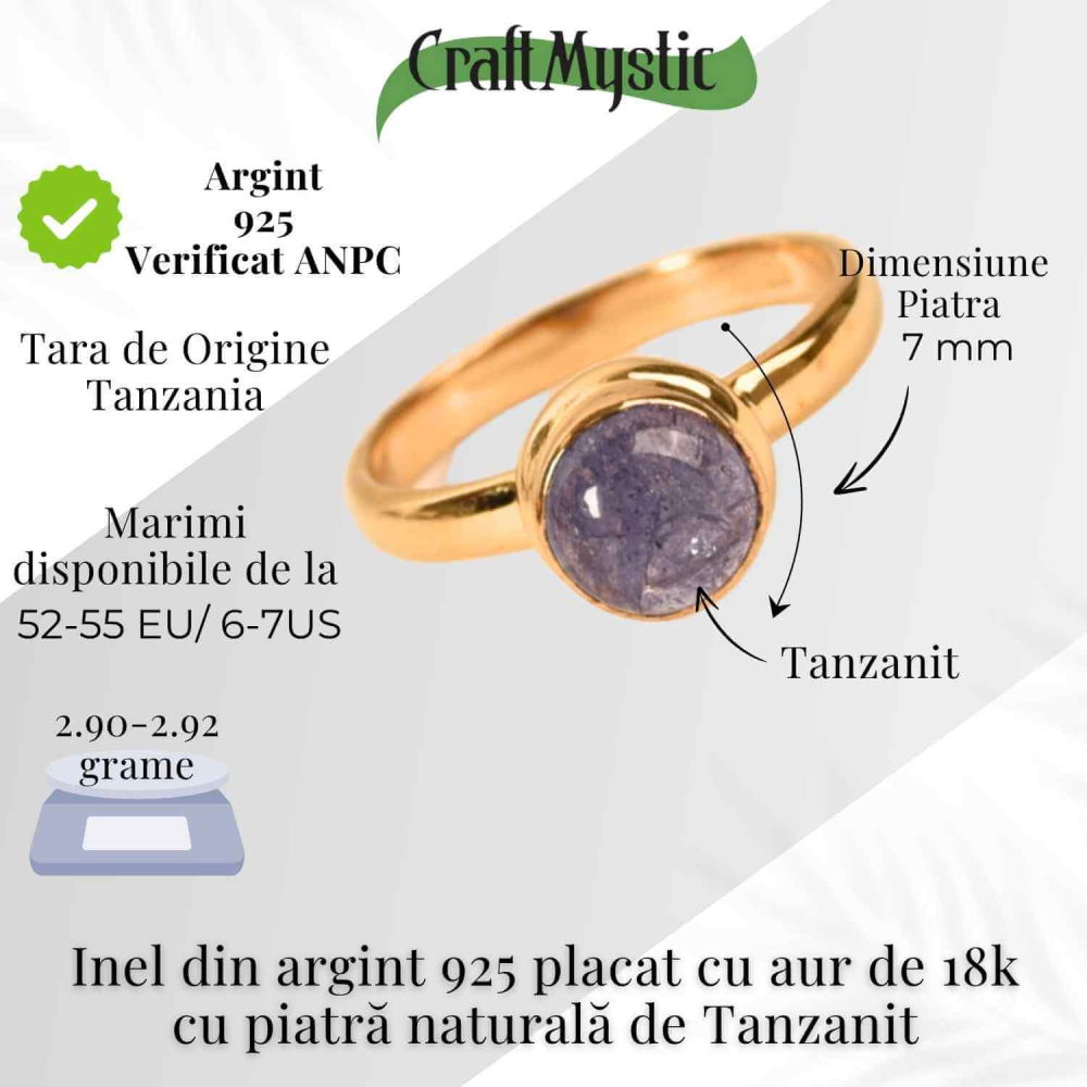 Inel Argint 925 cu Tanzanit Rotund – Armonie si Claritate Interioara [4]