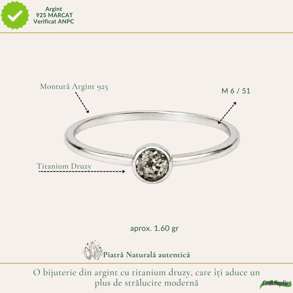 Inel argint 925 cu Titanium Druzy rotund – stralucire si energie pozitiva [4]