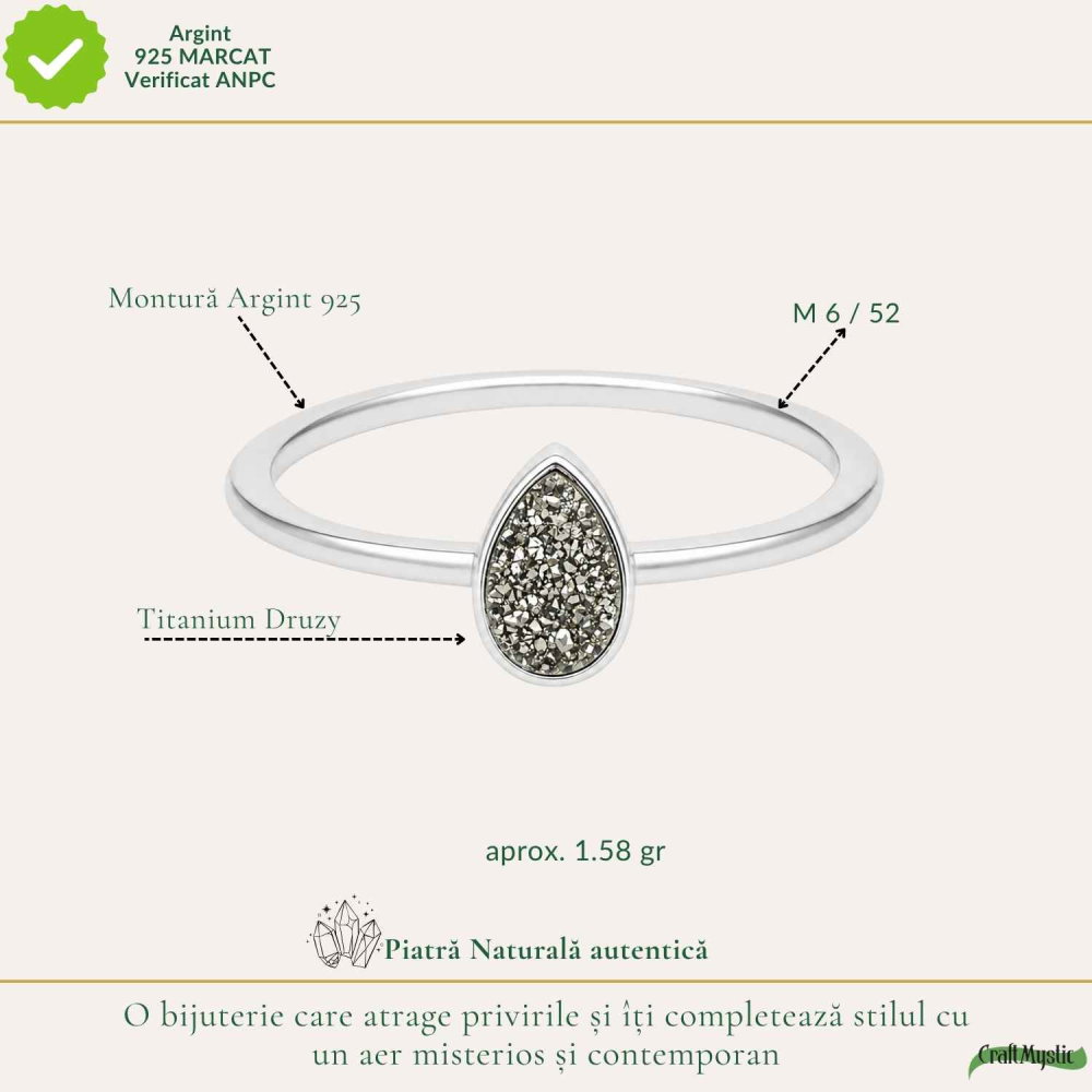 Inel argint 925 cu Titanium Druzy lacrima – stralucire si energie pozitiva [4]