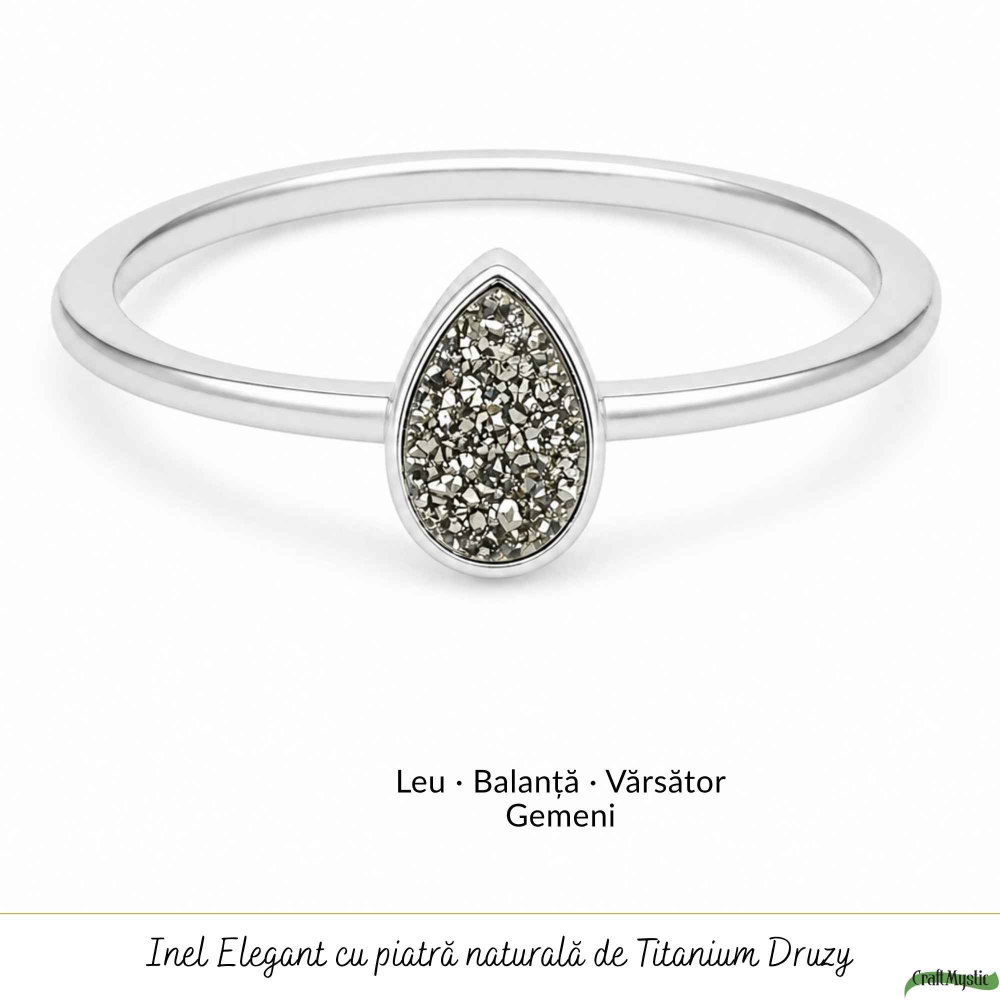 Inel argint 925 cu Titanium Druzy lacrima – stralucire si energie pozitiva [5]