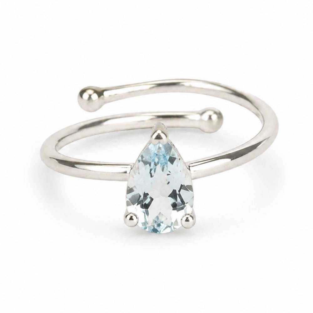 Inel argint 925 cu Topaz Albastru forma de lacrima – delicatete si claritate interioara [1]
