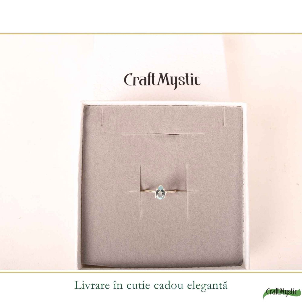 Inel argint 925 cu Topaz Albastru forma de lacrima – delicatete si claritate interioara [6]