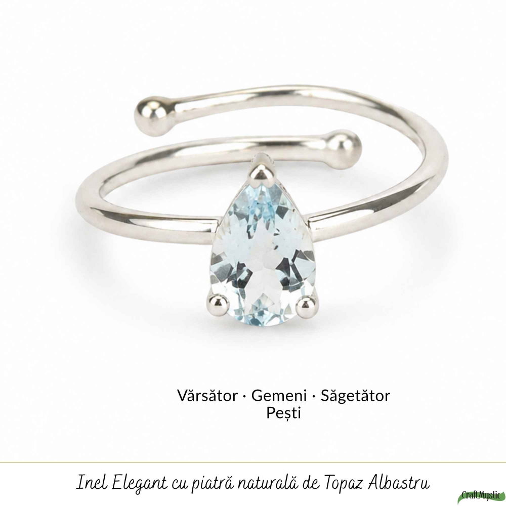 Inel argint 925 cu Topaz Albastru forma de lacrima – delicatete si claritate interioara [5]