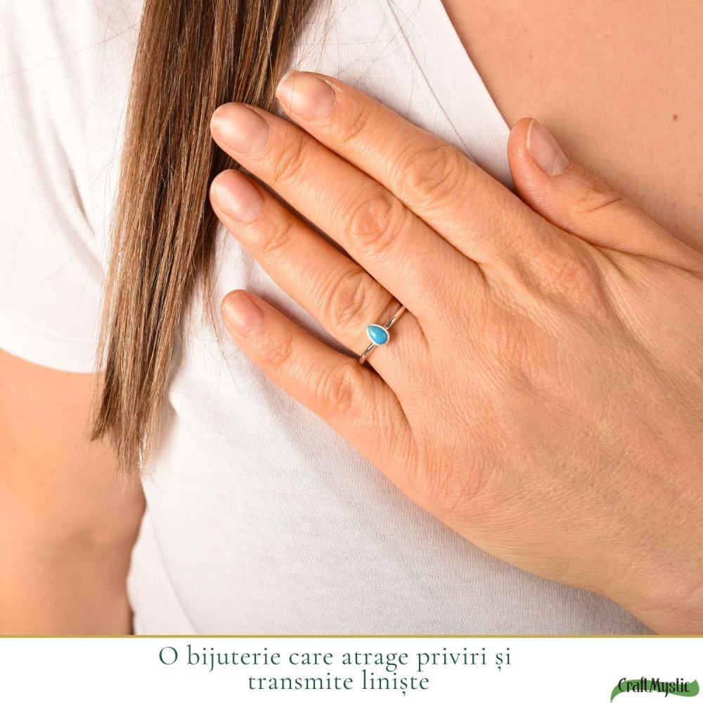 Inel Argint 925 cu Turcoaz Lacrima Mic – Protectie si Echilibru [2]