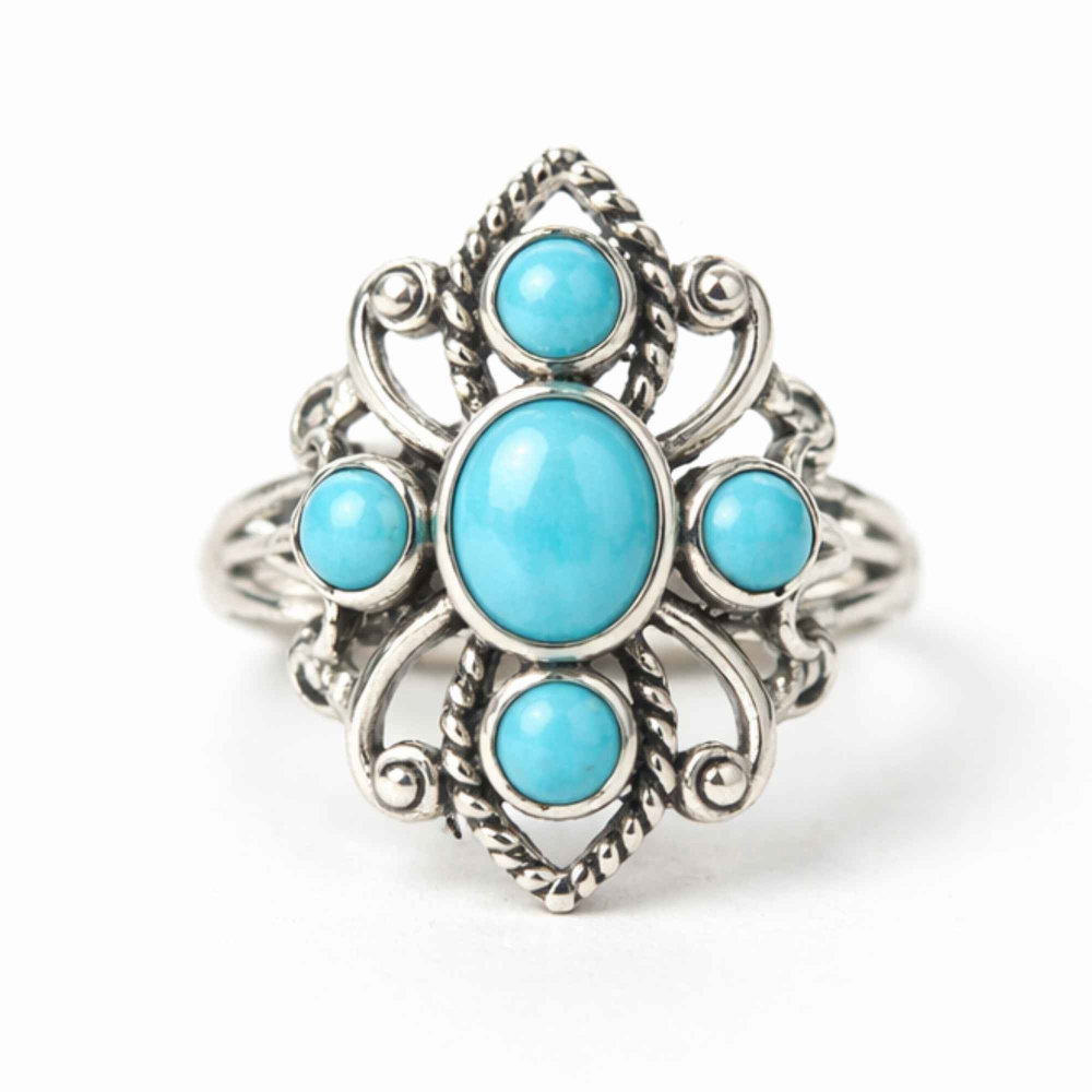 Inel Argint 925 cu Turcoaz Floare – Protectie si Echilibru Feminin [1]