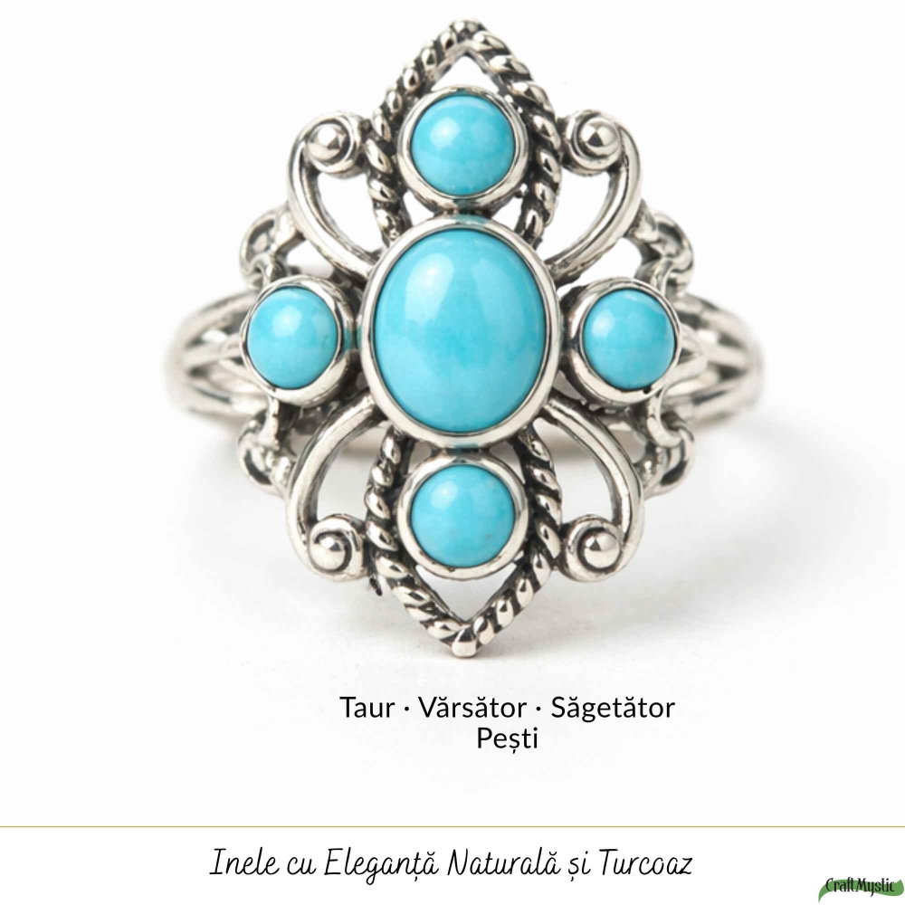 Inel Argint 925 cu Turcoaz Floare – Protectie si Echilibru Feminin [5]