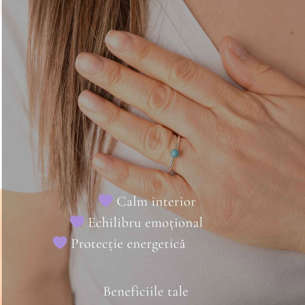 Inel Argint 925 cu Turcoaz Rotund Mic – Protectie si Echilibru [3]