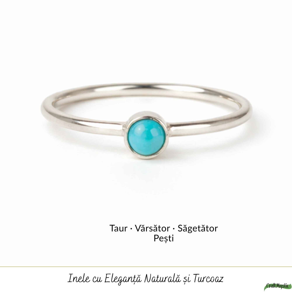 Inel Argint 925 cu Turcoaz Rotund Mic – Protectie si Echilibru [5]