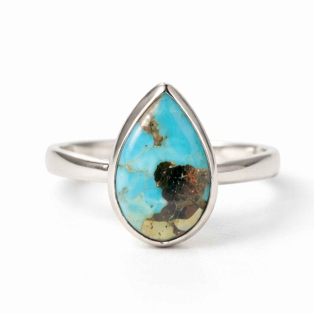 Inel Argint 925 cu Turcoaz si Pirita Lacrima – Protectie si Echilibru [1]