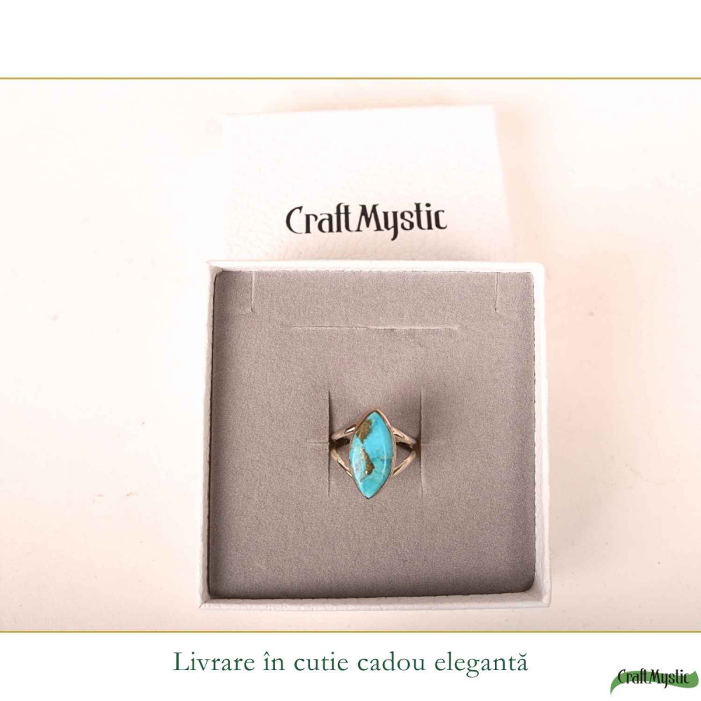 Inel Argint 925 cu Turcoaz si Pirita Delica – Protectie si Echilibru [6]