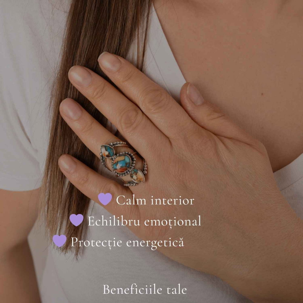 Inel Argint 925 cu Turcoaz Spinny Oyster Floare Vintage – Protectie si Feminitate [3]