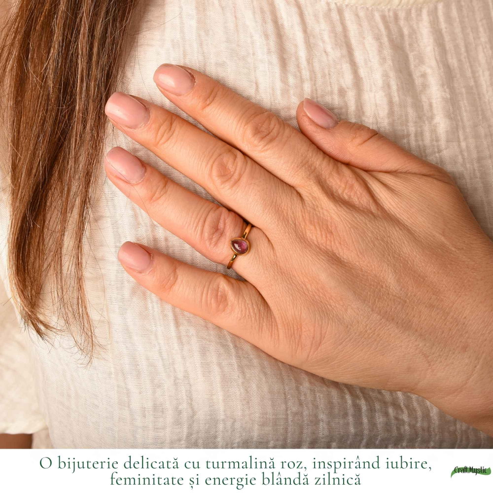 Inel Argint 925 cu Turmalina Roz Lacrima – Feminitate si Iubire Delicata [2]