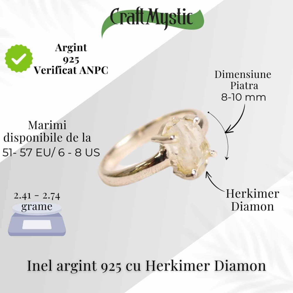 Inel argint 925 cu Herkimer Diamond – Claritate si Energie Divina [5]
