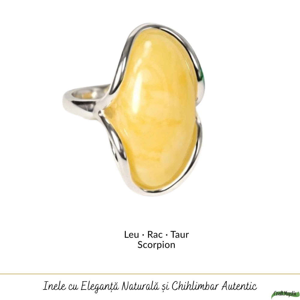 Inel Argint 925 cu Chihlimbar Galben Natural Oval – Lumina Calda si Eleganta Naturala [5]