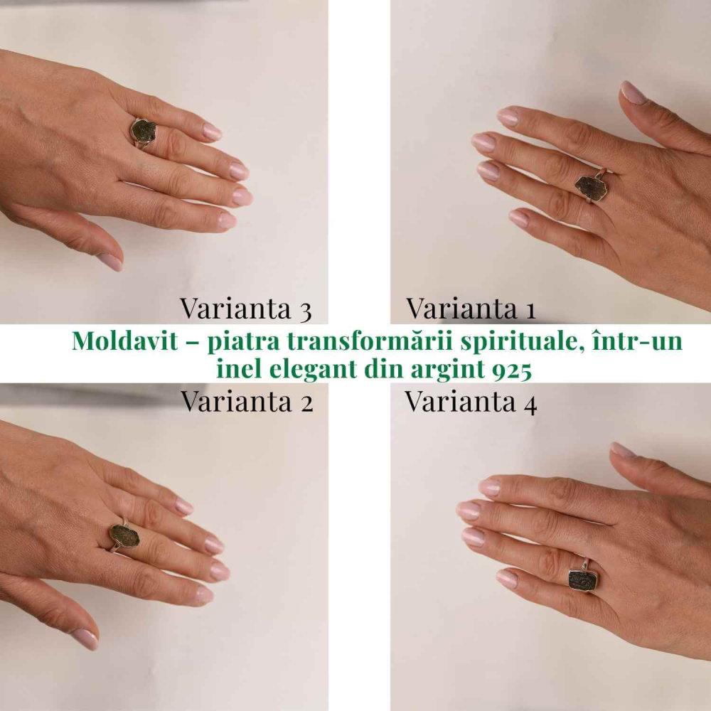 Inel argint 925 cu Moldavit natural brut Marime 53-54 (EU) / 7 (US) – Piatra transformarii spirituale [3]