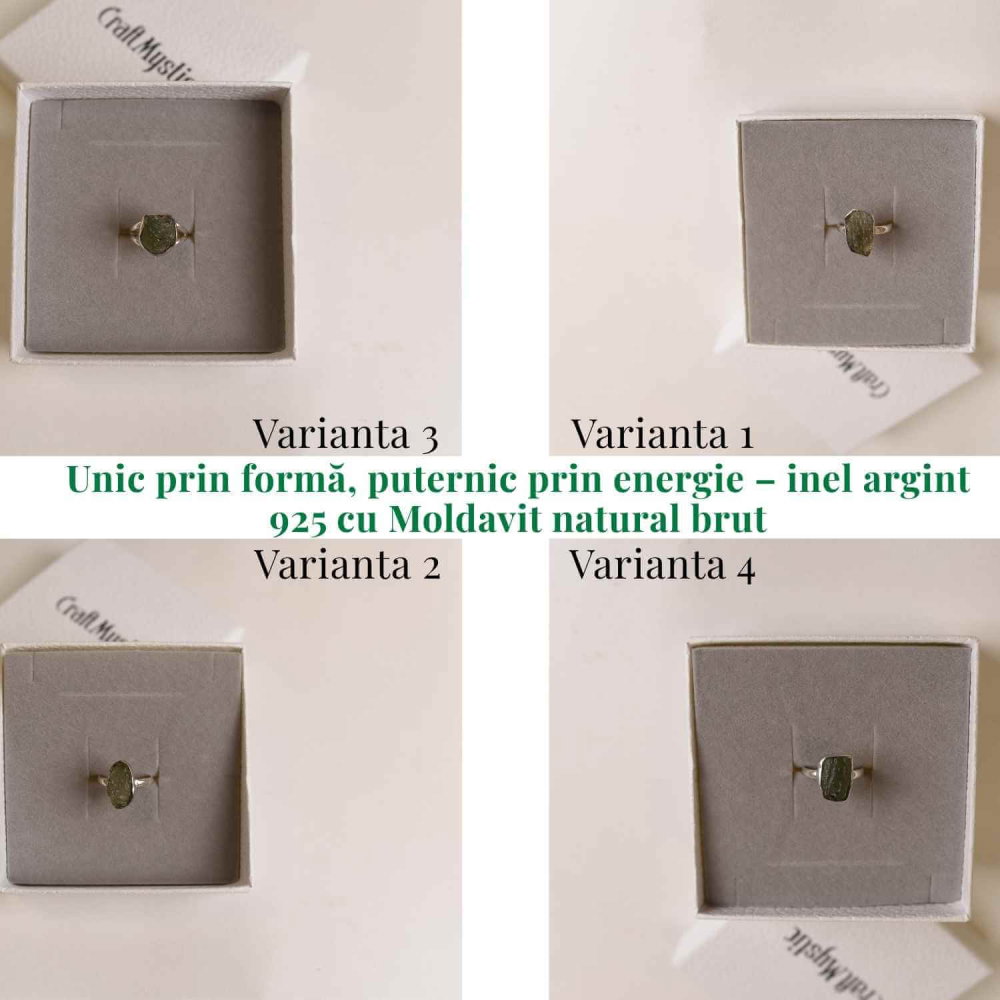 Inel argint 925 cu Moldavit natural brut Marime 53-54 (EU) / 7 (US) – Piatra transformarii spirituale [4]