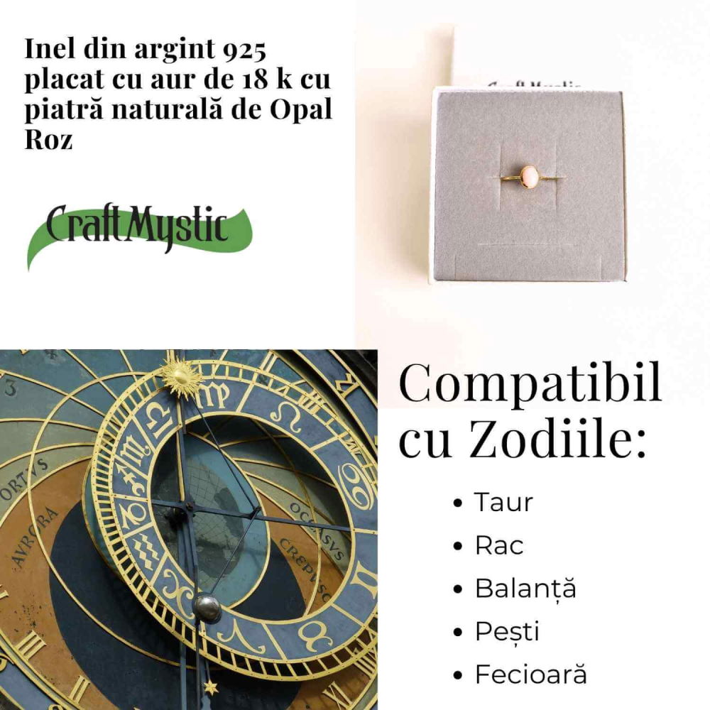 Inel Argint 925 placat cu Aur 18K cu Opal Roz Oval – Iubire, Vindecare si Blandete [4]