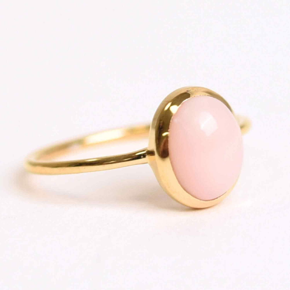Inel Argint 925 placat cu Aur 18K cu Opal Roz Oval – Iubire, Vindecare si Blandete [1]