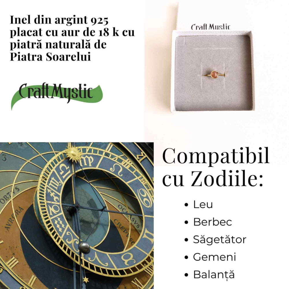 Inel Argint 925 placat cu Aur 18K cu Piatra Soarelui Oval – Energie Pozitiva si Incredere Interioara [4]