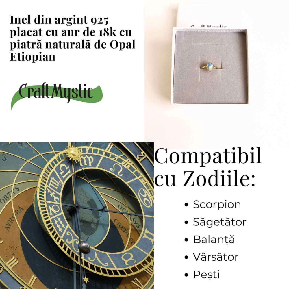 Inel argint 925 placat cu aur 18K cu Opal Etiopian lacrima – Lumina sufletului [4]