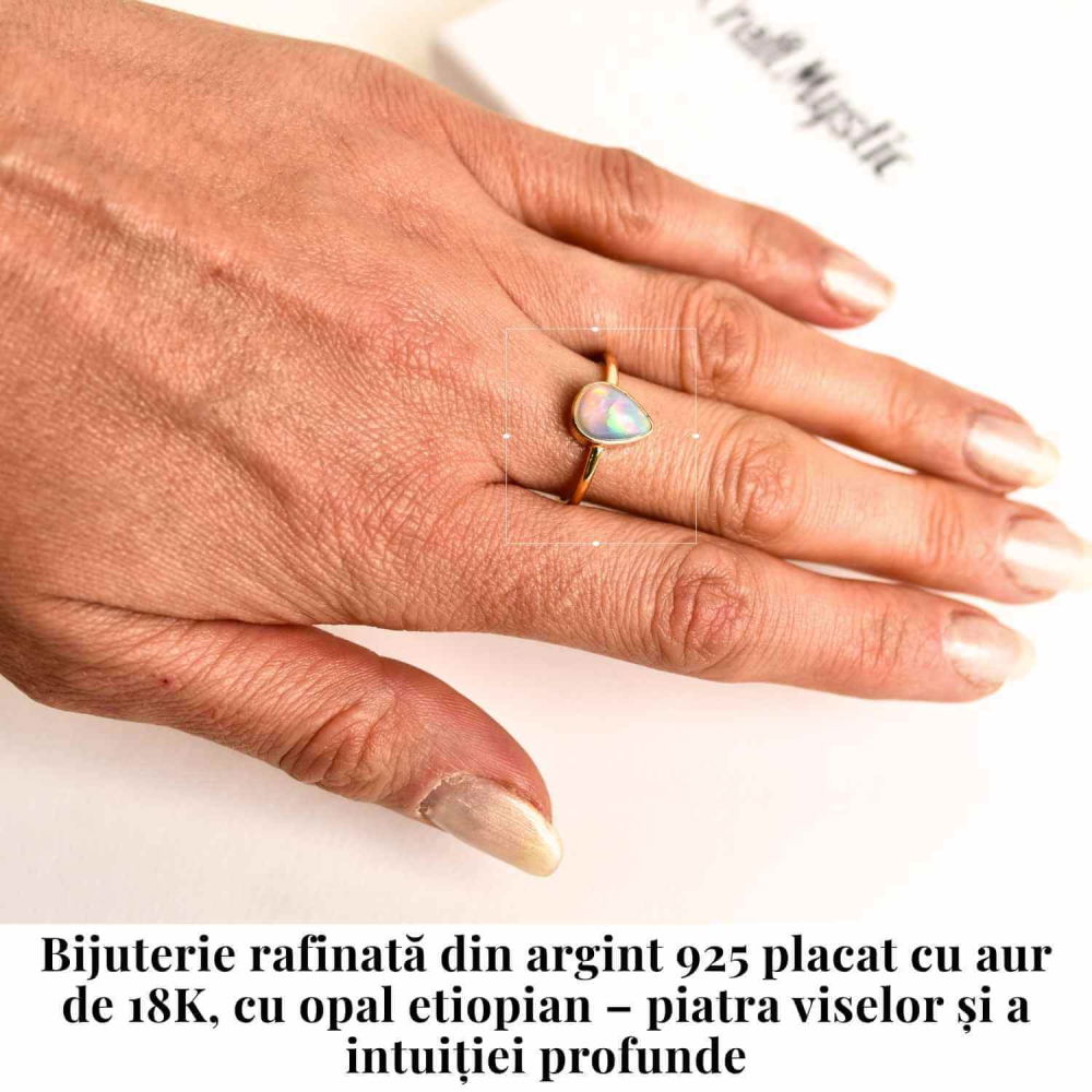 Inel argint 925 placat cu aur 18K cu Opal Etiopian lacrima – Lumina sufletului [2]
