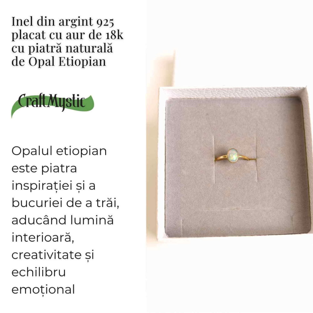 Inel argint 925 placat cu aur 18k cu Opal Etiopian oval – Lumina interioara si inspiratie divina [3]