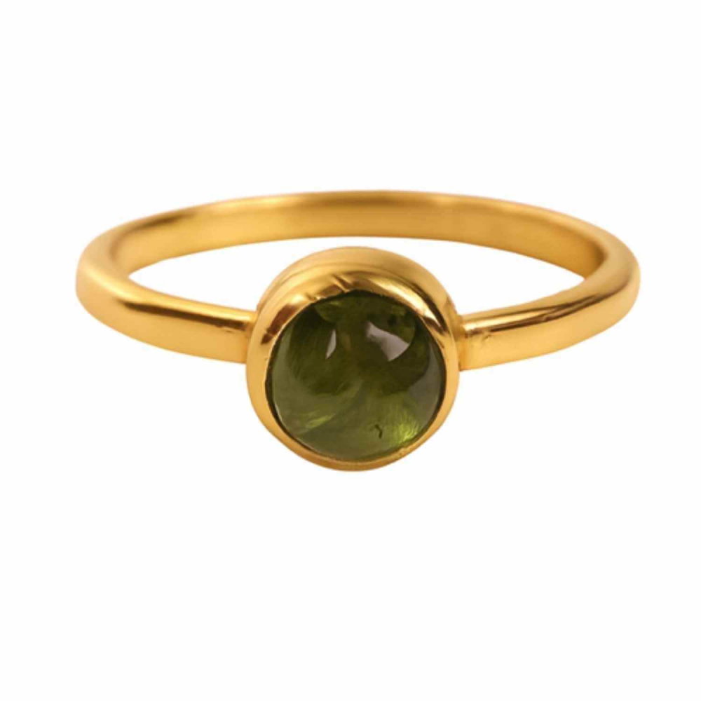 Inel Argint 925 Placat cu Aur 18K cu Turmalina Verde Marime 51 (EU) / 5.5 (US) – Echilibru si Incredere Interioara [7]